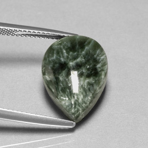 Serafinita Verde natural de 8.32 ct, En forma de pera, Opaco