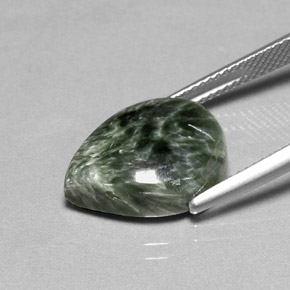 Serafinita Verde natural de 8.32 ct, En forma de pera, Opaco