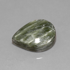 Serafinita Verde natural de 7.87 ct, En forma de pera, Opaco