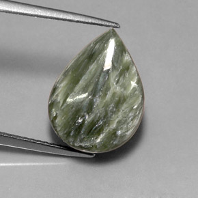 Serafinita Verde natural de 7.87 ct, En forma de pera, Opaco