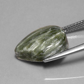 Serafinita Verde natural de 7.87 ct, En forma de pera, Opaco
