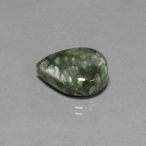 Serafinita verde natural de 8,25 ct, en forma de pera, opaco