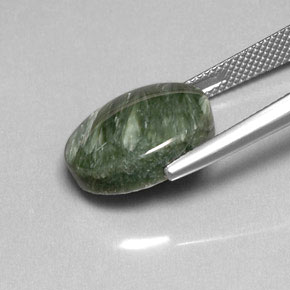 Serafinita Verde natural de 8.81 ct, Corte Óvalo, Opaco