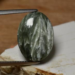 Serafinita Verde natural de 8.90 ct, Corte Óvalo, Opaco