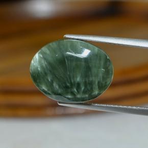 Serafinita Verde natural de 9.20 ct, Corte Óvalo, Opaco
