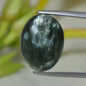 Serafinita verde natural de 7,43 ct, corte óvalo, opaco