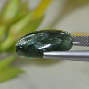 Serafinita verde natural de 7,43 ct, corte óvalo, opaco