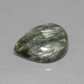 Serafinita verde natural de 8,12 ct, en forma de pera, opaco