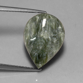 Serafinita verde natural de 8,12 ct, en forma de pera, opaco