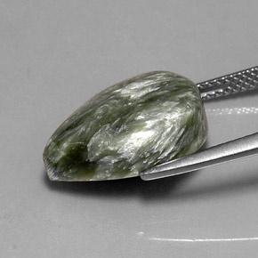 Serafinita verde natural de 8,12 ct, en forma de pera, opaco