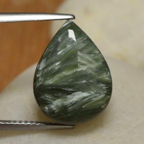 Serafinita verde natural de 7,98 ct, en forma de pera, opaco