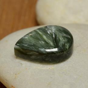 Serafinita verde natural de 7,98 ct, en forma de pera, opaco