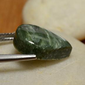 Serafinita verde natural de 7,98 ct, en forma de pera, opaco
