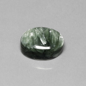 Serafinita Verde natural de 10.25 ct, Corte Óvalo, Opaco