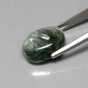 Serafinita Verde natural de 10.25 ct, Corte Óvalo, Opaco