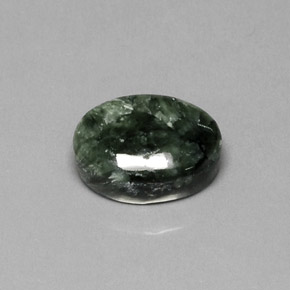 Serafinita Verde natural de 9.81 ct, Corte Óvalo, Opaco