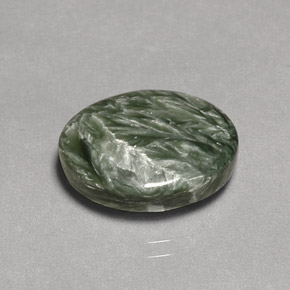 Serafinita Verde natural de 8.07 ct, Corte Óvalo, Opaco