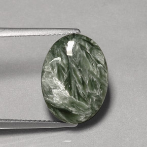 Serafinita Verde natural de 8.07 ct, Corte Óvalo, Opaco