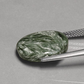 Serafinita Verde natural de 8.07 ct, Corte Óvalo, Opaco