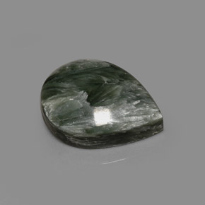 Serafinita verde natural de 8,01 ct, en forma de pera, opaco