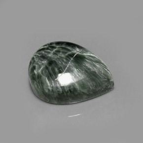 Serafinita verde natural de 8,36 ct, en forma de pera, opaco