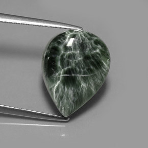 Serafinita verde natural de 8,36 ct, en forma de pera, opaco