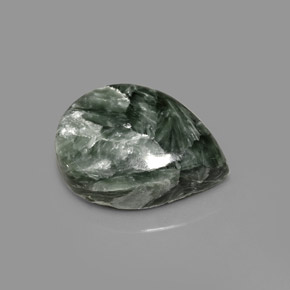 Serafinita verde natural de 7,89 ct, en forma de pera, opaco