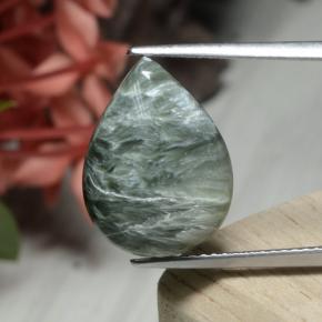 Serafinita verde natural de 7,56 ct, en forma de pera, opaco