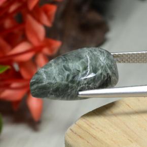 Serafinita verde natural de 7,56 ct, en forma de pera, opaco