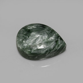 Serafinita verde natural de 8,48 ct, en forma de pera, opaco