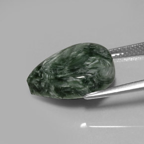 Serafinita verde natural de 8,48 ct, en forma de pera, opaco