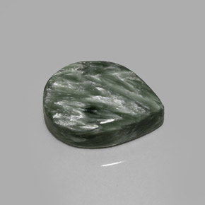 Serafinita Verde natural de 8.02 ct, En forma de pera, Opaco