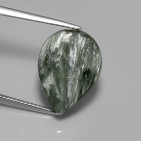 Serafinita Verde natural de 8.02 ct, En forma de pera, Opaco