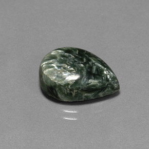 Serafinita verde natural de 7,21 ct, en forma de pera, opaco