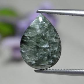 Serafinita verde natural de 8,19 ct, en forma de pera, opaco