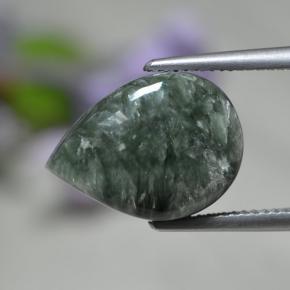 Serafinita verde natural de 8,19 ct, en forma de pera, opaco