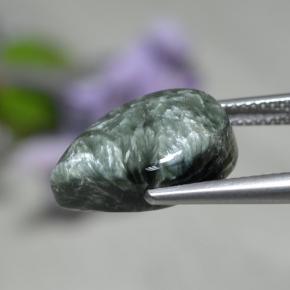 Serafinita verde natural de 8,19 ct, en forma de pera, opaco