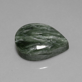 Serafinita verde natural de 8,33 ct, en forma de pera, opaco