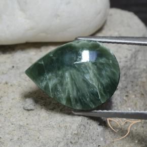 Serafinita Medium Green    natural de 8.23 ct, En forma de pera, Opaco