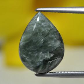 Serafinita verde natural de 8,13 ct, en forma de pera, opaco