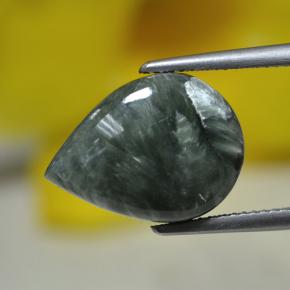 Serafinita verde natural de 8,13 ct, en forma de pera, opaco