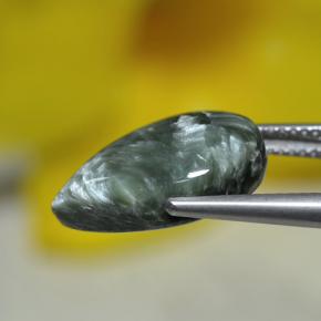 Serafinita verde natural de 8,13 ct, en forma de pera, opaco