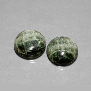 Gemas de Serafinita Verde natural de  ct, Corte Redondo, Opaco