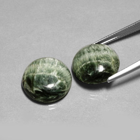 Gemas de Serafinita Verde natural de  ct, Corte Redondo, Opaco