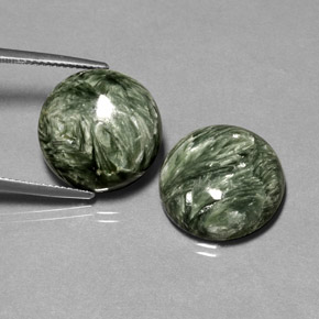 Gemas de serafinita verde natural de  ct, corte redondo, opaco