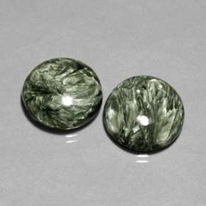 Gemas de serafinita verde natural de  ct, corte redondo, opaco