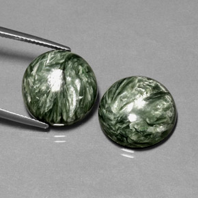 Gemas de serafinita verde natural de  ct, corte redondo, opaco
