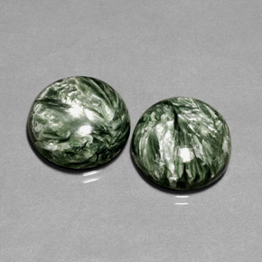 Gemas de serafinita verde natural de  ct, corte redondo, opaco