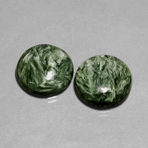 Gemas de serafinita verde natural de  ct, corte redondo, opaco