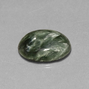 Serafinita verde natural de 4,01 ct, corte óvalo, opaco